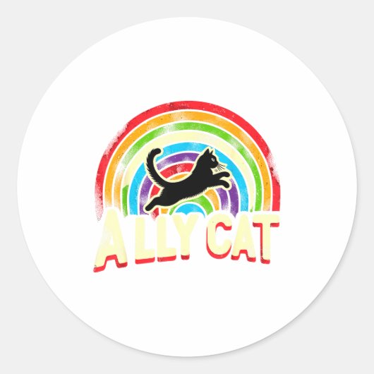 Ally Cat Lgbt Pride Cat Ronde Sticker (Voorkant)