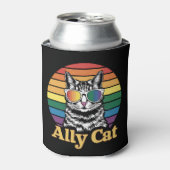 Ally Cat LGBT Regenboog Vlag LGBTQ Gift Blikjeskoeler (Blikje Voorkant)