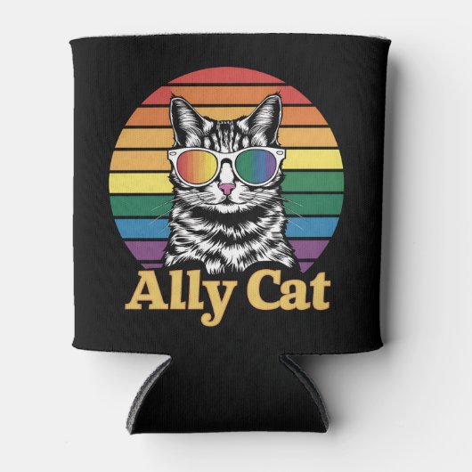 Ally Cat LGBT Regenboog Vlag LGBTQ Gift Blikjeskoeler (Voorkant)