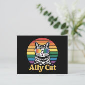 Ally Cat LGBT Regenboog Vlag LGBTQ Gift Briefkaart (Staand voorkant)