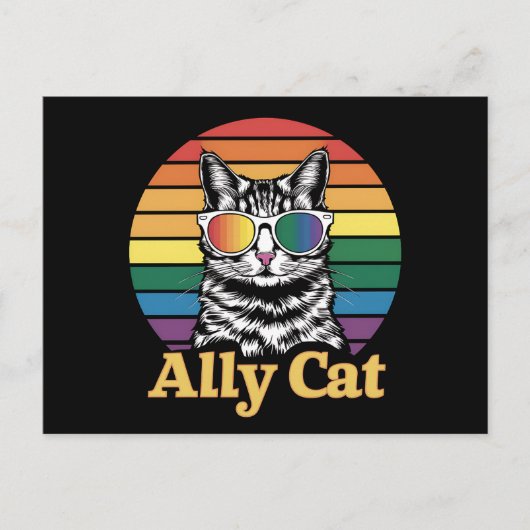 Ally Cat LGBT Regenboog Vlag LGBTQ Gift Briefkaart (Voorkant)