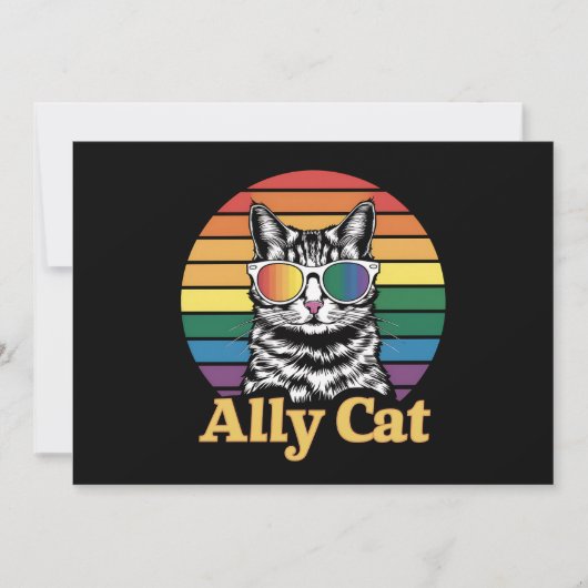 Ally Cat LGBT Regenboog Vlag LGBTQ Gift Kaart (Voorkant)