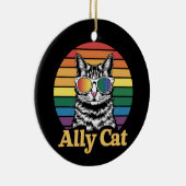 Ally Cat LGBT Regenboog Vlag LGBTQ Gift Keramisch Ornament (Rechts)