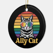 Ally Cat LGBT Regenboog Vlag LGBTQ Gift Keramisch Ornament (Links)