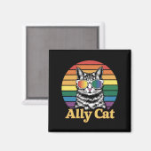 Ally Cat LGBT Regenboog Vlag LGBTQ Gift Magneet (Voorkant / Achterkant)