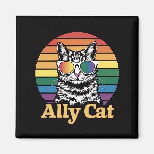 Ally Cat LGBT Regenboog Vlag LGBTQ Gift Magneet (Voorkant)