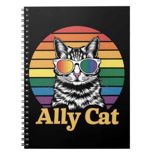 Ally Cat LGBT Regenboog Vlag LGBTQ Gift Notitieboek (Voorkant)