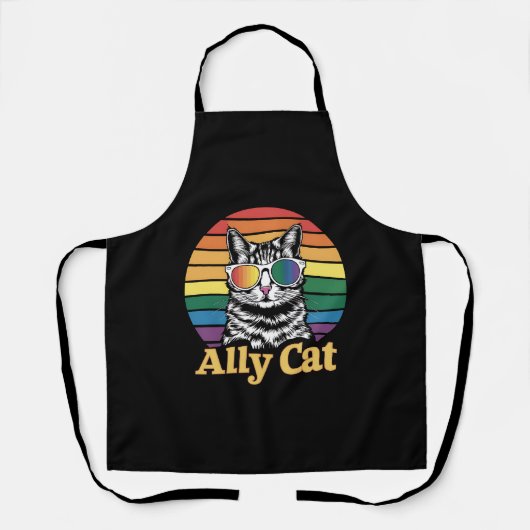 Ally Cat LGBT Regenboog Vlag LGBTQ Gift Schort (Voorkant)