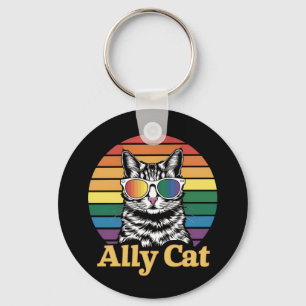 Ally Cat LGBT Regenboog Vlag LGBTQ Gift Sleutelhanger