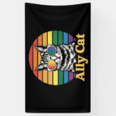 Ally Cat LGBT Regenboog Vlag LGBTQ Gift Spandoek (Verticaal)