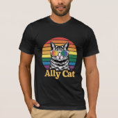 Ally Cat LGBT Regenboog Vlag LGBTQ Gift T-shirt (Voorkant)