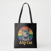 Ally Cat LGBT Regenboog Vlag LGBTQ Gift Tote Bag (Voorkant)