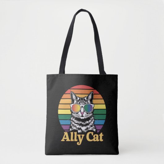 Ally Cat LGBT Regenboog Vlag LGBTQ Gift Tote Bag (Voorkant)
