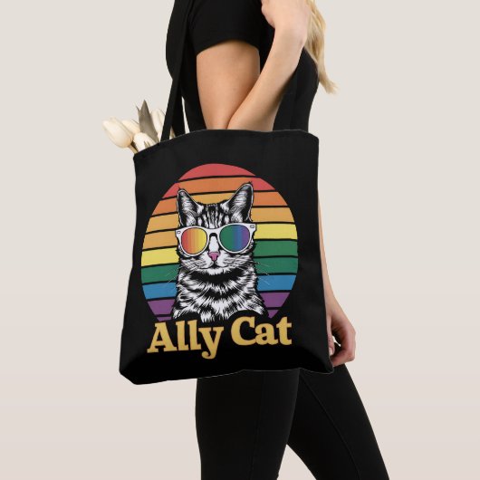 Ally Cat LGBT Regenboog Vlag LGBTQ Gift Tote Bag (Dichtbij)