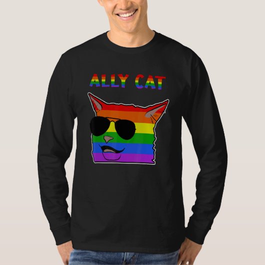 Ally Cat Memes dempt de kat Lgbtq T-shirt (Voorkant)