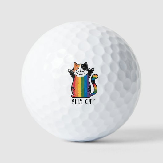 Ally Cat – Rainbow Cat LGBTQ Pride (2) Golfballen (Voorkant)