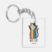 Ally Cat – Rainbow Cat LGBTQ Pride (2) Sleutelhanger (Voorkant Links)