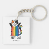 Ally Cat – Rainbow Cat LGBTQ Pride (2) Sleutelhanger (Achterkant)