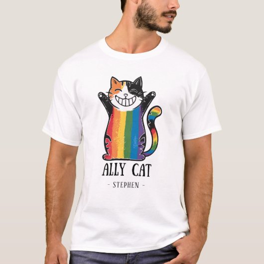 Ally Cat – Rainbow Cat LGBTQ Pride (2) T-shirt (Voorkant)