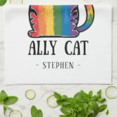 Ally Cat – Rainbow Cat LGBTQ Pride (2) Theedoek (Gevouwen)