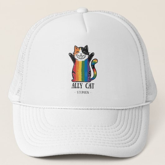Ally Cat – Rainbow Cat LGBTQ Pride (2) Trucker Pet (Voorkant)