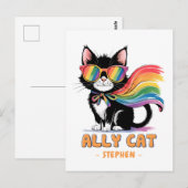Ally Cat – Rainbow Cat LGBTQ Pride Briefkaart (Voorkant / Achterkant)