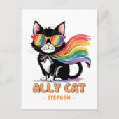 Ally Cat – Rainbow Cat LGBTQ Pride Briefkaart (Voorkant)