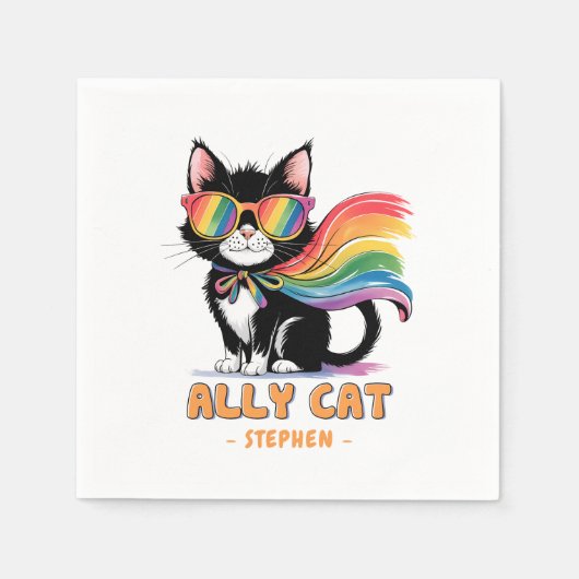 Ally Cat – Rainbow Cat LGBTQ Pride Servet (Voorkant)