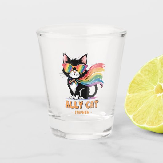 Ally Cat – Rainbow Cat LGBTQ Pride Shot Glas (Voorkant)
