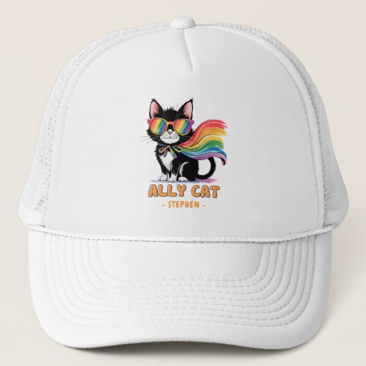Ally Cat – Rainbow Cat LGBTQ Pride Trucker Pet (Voorkant)