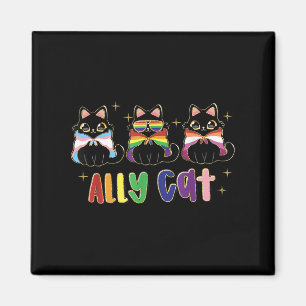 Ally Cat Rainbow LHBT Pride Flag Gay Pride Maand 2 Magneet
