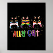 Ally Cat Rainbow LHBT Pride Flag Gay Pride Maand 2 Poster (Voorkant)