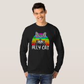Ally Cat Rainbow Sunbril Lgbt Gay Pride Kittys T-shirt (Voorkant volledig)