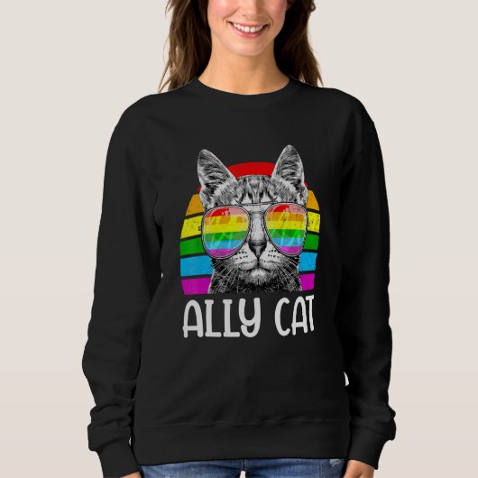 Ally Cat Rainbow Sunbril Lgbt Gay Pride Kittys Trui (Voorkant)