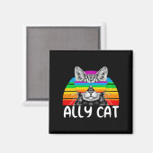 Ally Cat Rainbow Sunbril LGBT Gay Pride Magneet (Voorkant / Achterkant)