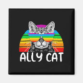 Ally Cat Rainbow Sunbril LGBT Gay Pride Magneet (Voorkant)