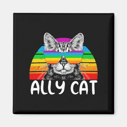 Ally Cat Rainbow Sunbril LGBT Gay Pride Magneet (Voorkant)