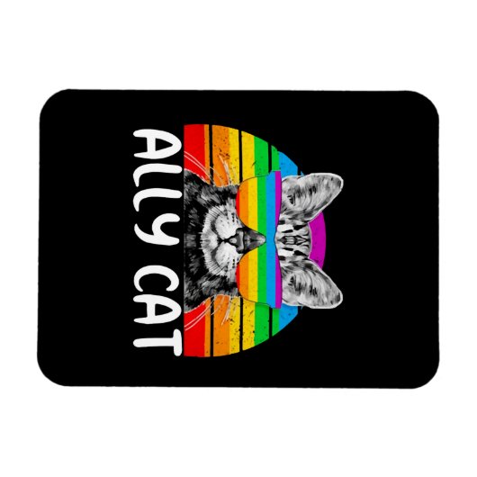 Ally Cat Rainbow Sunbril LGBT Gay Pride Magneet (Horizontaal)