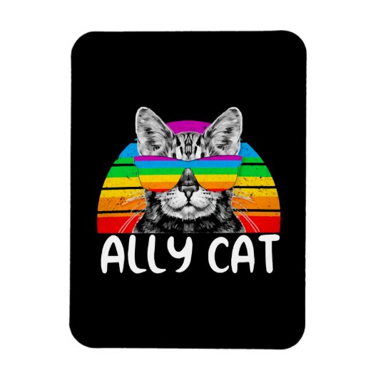 Ally Cat Rainbow Sunbril LGBT Gay Pride Magneet (Verticaal)