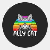 Ally Cat Rainbow Sunglasses LGBT Gay Pride Ronde Sticker (Voorkant)