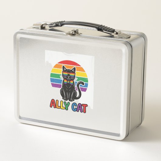 Ally Cat Regenboog Pride Vintage Kattenshirt Ontwe (Voorkant)