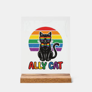 Ally Cat Regenboog Pride Vintage Kattenshirt Ontwe Acryl Bord