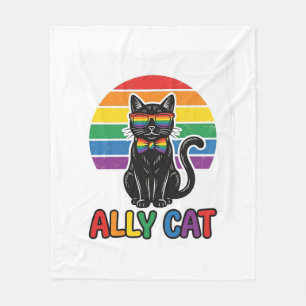 Ally Cat Regenboog Pride Vintage Kattenshirt Ontwe Fleece Deken