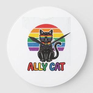 Ally Cat Regenboog Pride Vintage Kattenshirt Ontwe Grote Klok