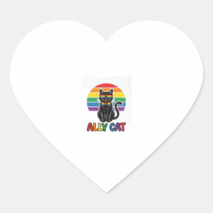 Ally Cat Regenboog Pride Vintage Kattenshirt Ontwe Hart Sticker