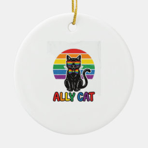 Ally Cat Regenboog Pride Vintage Kattenshirt Ontwe Keramisch Ornament