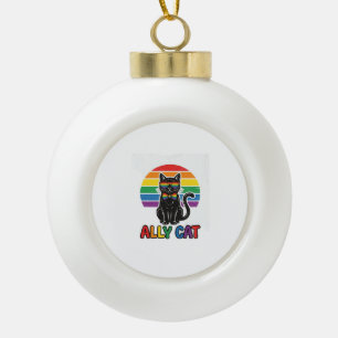 Ally Cat Regenboog Pride Vintage Kattenshirt Ontwe Keramische Bal Ornament