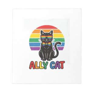 Ally Cat Regenboog Pride Vintage Kattenshirt Ontwe Notitieblok