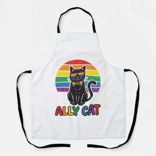 Ally Cat Regenboog Pride Vintage Kattenshirt Ontwe Schort