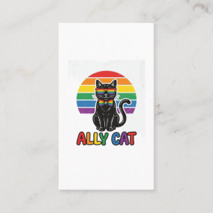 Ally Cat Regenboog Pride Vintage Kattenshirt Ontwe Visitekaartje
